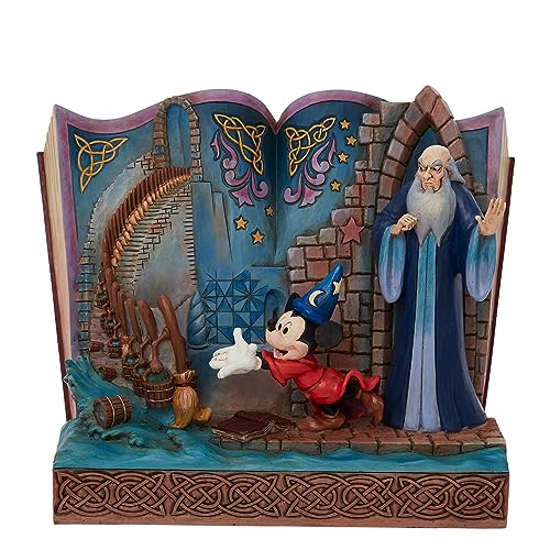 Enesco Disney Traditions by Jim Shore Fantasia Sorcerer Mickey Story Book Figurine, 6.75 Inch, Multicolor