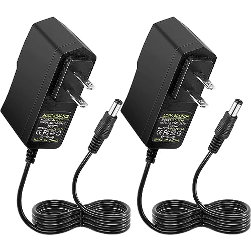 Facmogu 2 Pack 12V 1A AC/DC Power Supply, 100-240V AC to DC 12V 1A Power Adapter, 12W 12V 1 Amp Wall Adapter, 12 Volts 1000mA Regulated Switching Power Converter, with 5.5x2.5mm & 5.5x2.1mm DC Plug