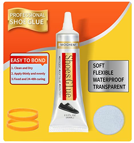 Shoe Glue Shoe Sole and Upper Repair Adhesive 60ml Clear Waterproof for bonding Broken Leather Shoes, Sneakers, Cloth Shoes, Boots, Leather Goods