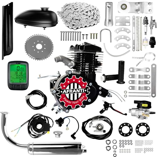 Afranti 80cc Bicycle Engine Kit Updated 2 Stroke Motorized Bike Motor Kit for 26' to 28' Bicycles Petrol Gas Powered Bicycle Motor Kit Upgrade with Digital Speedometer & 2.5L Fuel Tank