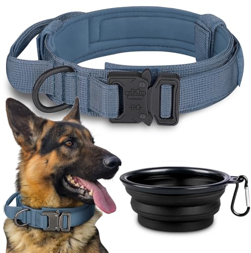 COOYOO Dog Collar,3 Piece Set Tactical Dog Collar, Adjustable Military Training Nylon Dog Collar with Control Handle and Heavy Metal Buckle for Medium and Large Dogs