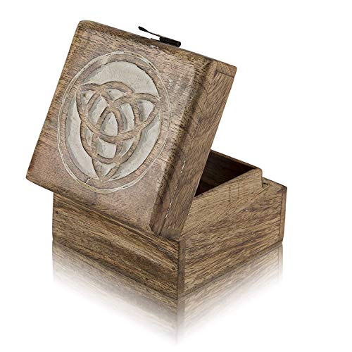 Birthday Gifts Handmade Decorative Wooden Jewelry Box With Lock & Key Jewelry Organizer Keepsake Box Treasure Chest Trinket Holder Watch Box Storage Box Housewarming Gifts (Natural Finish)
