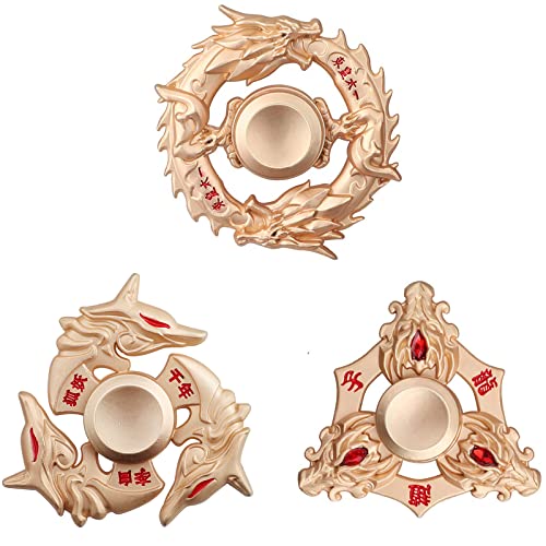 Cool Fox Fidget Spinner Metal,Small Spinning Toys Sensory Dragon Finger Hand Spinner Low Noise Focus Toy with High Speed Stainless Steel Bearing,Best Gift Party Favors Prizes for Kids Adults