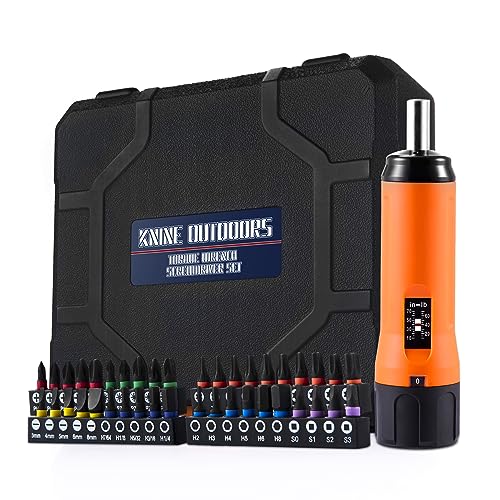 KNINE OUTDOORS Torque Screwdriver Wrench Driver Set 10-70 Inch Pounds lbs for Maintenance with T-bar Handle, 40 Hex Bits, 1/4' Socket, Shaft Extension, For Tools, Bike Repairing and Mounting, Orange