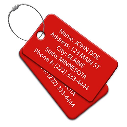 Custom Luggage Tags - Travel Tags for Luggage, Luggage Sets for Suitcases - Backpack Tag- Made with Eye Catching High Visibility High Impact Acrylic. Each Luggage Tag Includes a Wire Ring Loop