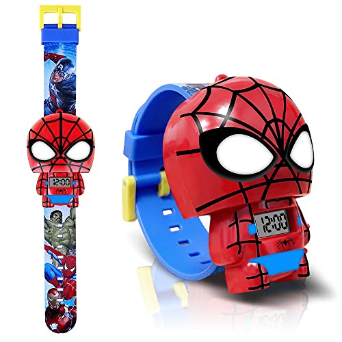 econoLED Kids Watch, Kids Wrist Watch, Superhero Outdoor Kids Sport Watches with Adjustable Strap for Boys Girls, Kids Gift for Birthday, Christmas, Easter（Red-S