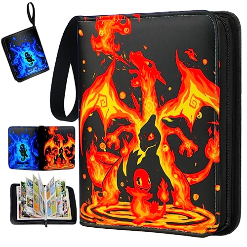 Card Binder Trading Cards Case with 55 Sleeves, 4-Pocket Card Book Holder Fits 440 Cards for TCG Game Cards Collection, Sports Trading Cards Collector Album Birthday Christmas Gift for Kids Boys Girls