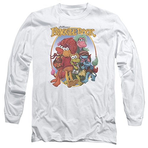 Fraggle Rock Group Hug Unisex Adult Long-Sleeve T Shirt for Men and Women, Medium White