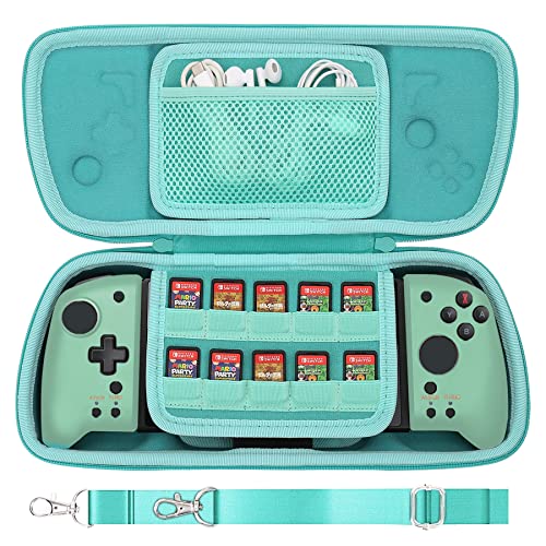Aenllosi Hard Travel Case for Hori Nintendo Switch Split Pad Pro Handheld Controller-Green(Only Case)