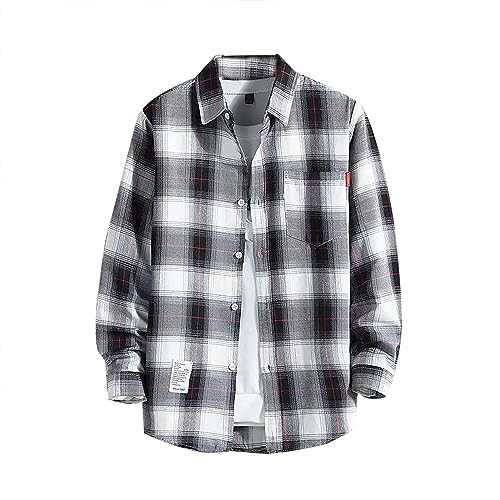 Flannel Shirt for Men,Mens Flannel Shirts Long Sleeve Flannel Shirt Fashion Plaid Casual Cotton Button Down Regular Fit Shirt