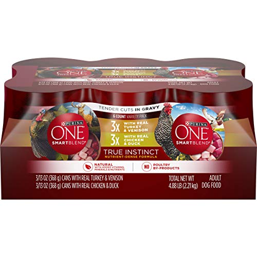 Purina ONE True Instinct Tender Cuts in Gravy With Real Turkey and Venison, and With Real Chicken and Duck High Protein Wet Dog Food Variety Pack - (6) 13 oz. Cans