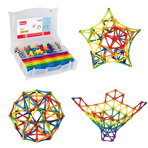 Goobi 300 Pcs Magnetic Building Sticks Blocks Toys Magnet Construction Set Tiles Toy Montessori STEM Educational Toys for Ages 3 4 5 6 7 8 Kids Boys Girls Adults with Storage Box and Instruction Guide