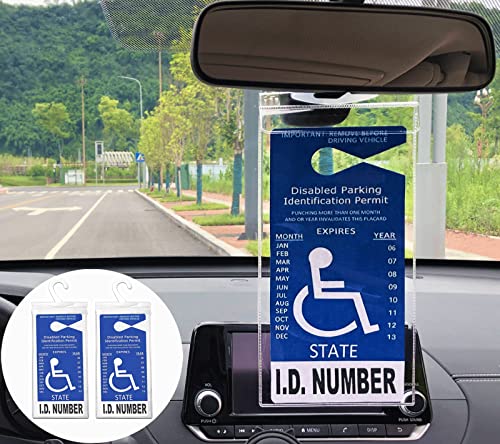 Handicap Placard Holder for Auto, Durable Handicap Placard Holder, Ultra Transparent Handicapped Placard Holder, Handicap Parking Sign Holder for Car with Large Hanger (2PCS)