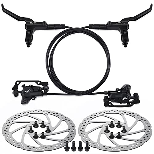 TOBWOLF 1 Pair MTB Disc Brake Set, Hydraulic Disc Brake Kit with 160mm Rotors, Left Rear 1450mm & Right Front 850mm, Aluminum Oil Pressure Calipers Levers for Mountain Bike E-Bike Fat Bike Road Bike