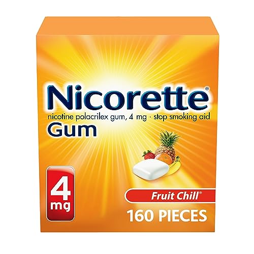 Nicorette 4mg Nicotine Gum to Help Quit Smoking - Fruit Chill Flavored Stop Smoking Aid, 160 Count