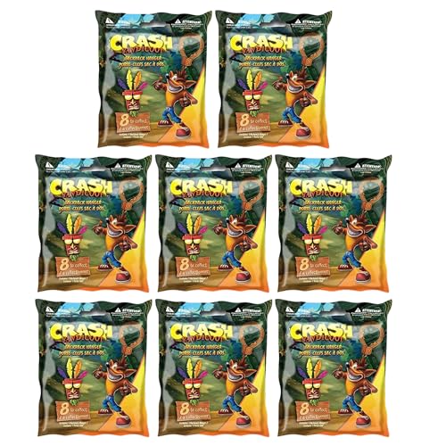 Crash Bandicoot 6cm Highly Collectible Keyring Bag Backpack Clip Hanger 3D Figure Blind Bag 8 Pack