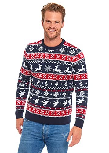 Men‘s Ugly Christmas Sweater Unisex Women`s Funny Novelty Fairisle Pullover for Party Feeling The Fair Isle-red X-Large