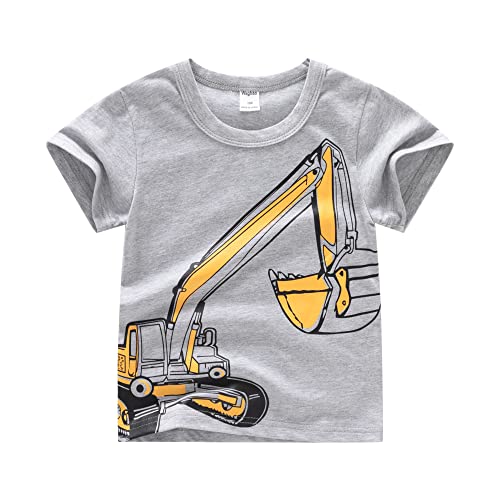 M RACLE Little Boys Toddler Short Sleeve Tee T Shirt(Excavator,4T)