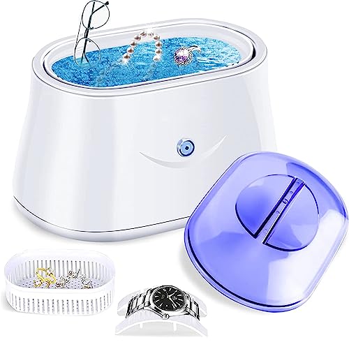 Ultrasonic Jewelry Cleaner for All Jewelry Silver Jewelry Cleaner Ultrasonic Machine Eyeglass Cleaner Ring Cleaner Denture Cleaner Professional Home Retainer Cleaner Machine Dental Pod 0.6 L