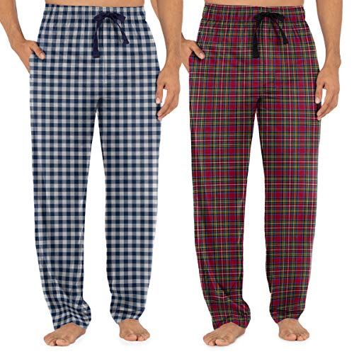 Fruit of the Loom mens Woven Sleep Pant Pajama Bottom, Blue Plaid/Red Plaid, X-Large US