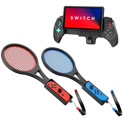 TALK WORKS Wireless Controller Grip w/ 6 Axis Gyroscope Compatible with Nintendo Switch - 6' Extendable Handheld Control for NES Game System (Black)