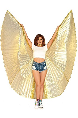 Leg Avenue womens 360 Degree Pleated Halter Isis Wings With Support Sticks Adult Sized Costumes, Gold, One Size US
