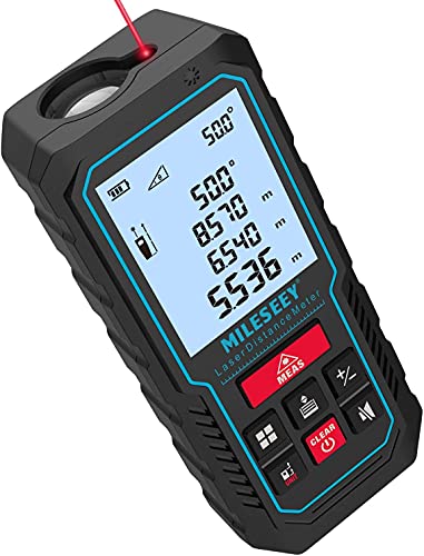 Laser Measure Device, MiLESEEY 229ft Digital Laser Tape Measure with Upgrade Electronic Angle Sensor, ±2mm Accuracy, Area Measurement,Volume and Pythagoras, 2' LCD Backlit,Mute, Battery Included