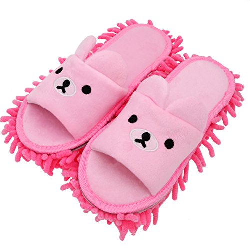 Selric Bear Super Chenille Microfiber Washable Mop Slippers Shoes for Women, Floor Dust Dirt Hair Cleaner, Multi-sizes Multi-Colors Available 9 7/9 Inches Size:5.5-8.5.