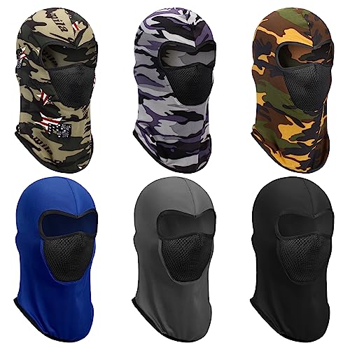 Sumind 6 Pieces Winter Balaclava Sun Mask Balaclava Face Mask Dust Protection Balaclava Outdoor Long Neck Cover for Men Women