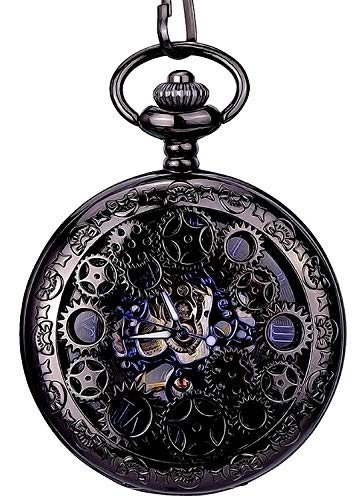 New Brand Mall Steampunk Vintage Roman Letters Design Case Mechanical Pocket Watch with Chains for Xmas Gifts (Blue)