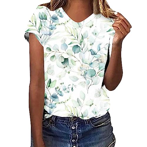 Prime Deals of The Day Lightning Deals Summer Tops for Women 2023 Trendy Blouse Tie Dye Graphic Tee Shirts Loose Fitted Fashion Clothes Summer Tunic Tops White