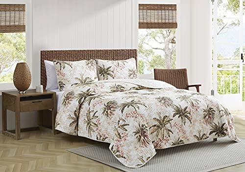 Tommy Bahama - Quilt Set, Reversible Cotton Bedding with Matching Shams, Lightweight Home Decor for All Seasons (Bonny Cove Ivory, King), Green/Orange/Beige