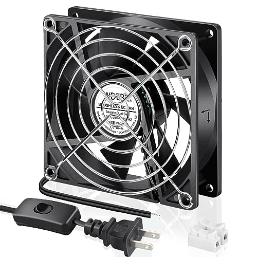 WDERAIR EC 92mm x 25mm 90mm Axial Cooling Fan AC 110v 120v 220v 240v Dual Ball Wall Plug for Receiver DVR Playstation Xbox Computer Cabinet Cooling