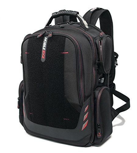 Mobile Edge Core Gaming Laptop Backpack for 17.3' Laptops with USB Charging Port and Cable, Black w/Red, Includes Core Gaming T-Shirt (Size Large)