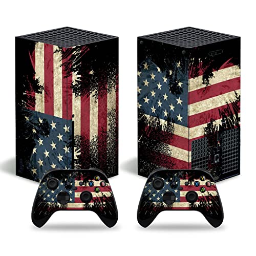 DOMILINA Full Body Vinyl Skin Decal Sticker Cover for Series X Console & Controllers - American Flag