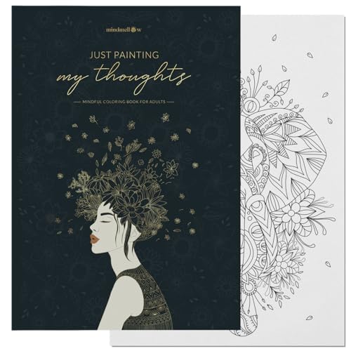 Mindmellow coloring book 'my thoughts' for adults and teens - coloring book for adults relaxation - Mindfulness and peace through coloring book - stress relief