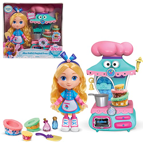 Just Play Disney Junior Alice’s Wonderland Bakery 10-inch Alice & Magical Oven Doll and Accesory Set, Officially Licensed Kids Toys for Ages 3 Up