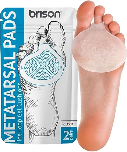 Brison Metatarsal Pads Ball of Foot Cushions for Women and Men - Soft Gel Foot Pads Metatarsal Forefoot Cushioning Foot Pain Relief - 2 Pairs Clear (Clear)