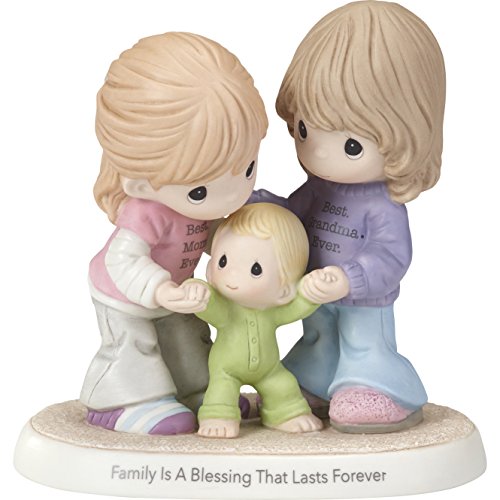 Precious Moments Grandma, Mom, & Baby Figurine | Family is A Blessing That Lasts Forever Mom & Grandma with Baby Bisque Porcelain Home Decor Collectible Figurine