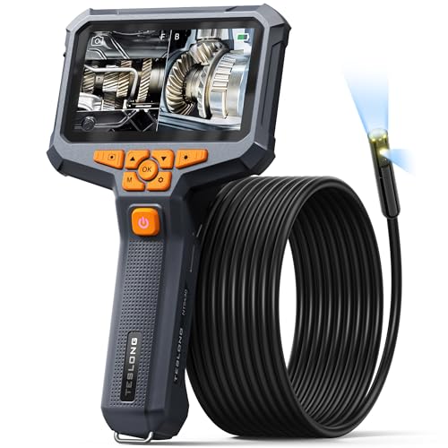 Inspection Camera, Dual Lens Inspection Camera with Light, NTS430 Teslong Borescope, IP67 Waterproof Flexible Cable Sewer Camera, 1080P HD Borescope Inspection Camera with 7 LED Lights(16.4 ft)