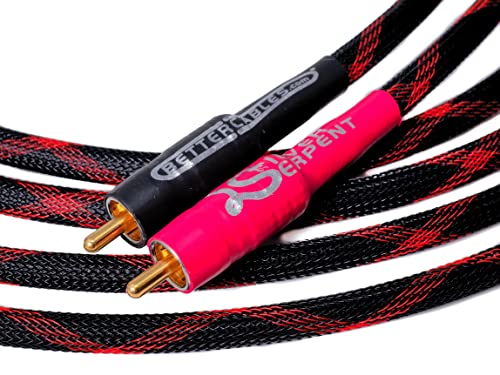 Better Cables 1.5 Feet Silver Serpent Anniversary Edition Red/Black RCA Audio Interconnect Cables - Stereo Pair (2 Cables) High-End, High-Performance, Premium Hi-Fi Audio