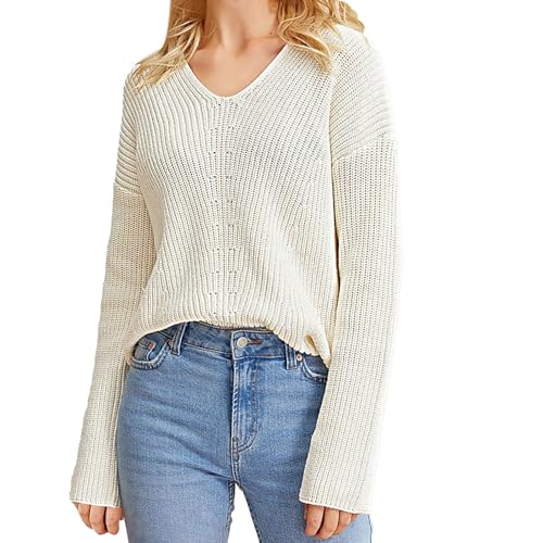 Black Gift Friday Deals 2023 Sweaters for Women Trendy 2023 Solid Color V Neck Winter Kinted Oversized Shirts Long Sleeve Loose Warm Gift Pullover Friday My The 13th Orders Lightning Clearance Deal