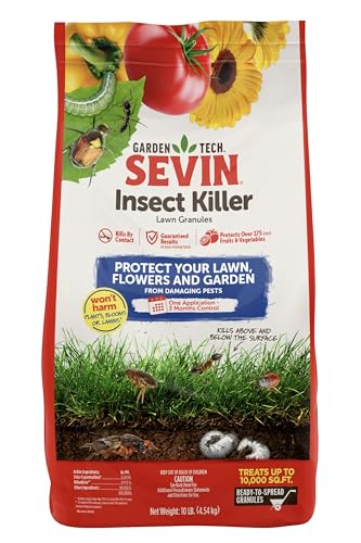 Sevin 100530128 GardenTech Insect Killer Lawn Granules, 10 Pound, White
