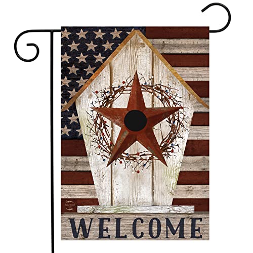 Rustic American Birdhouse Primitive Garden Flag Welcome Patriotic 12.5' x 18' Briarwood Lane