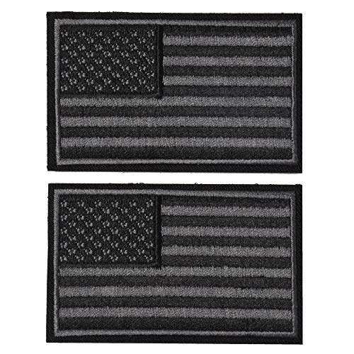 2 Pieces Tactical USA Flag Patch - Black & Gray American Flag US United States of America Military Uniform Emblem Patches