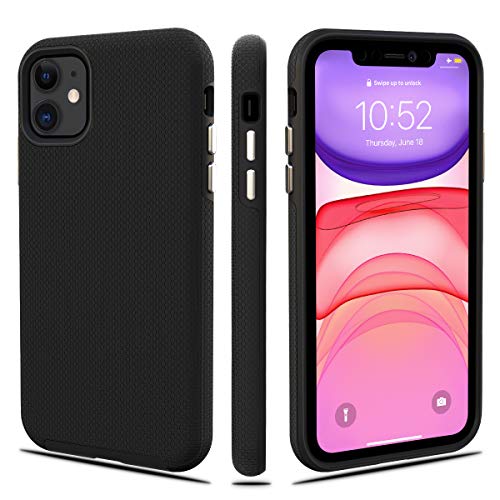 CellEver for iPhone 11 6.1' Case - Dual Guard, Military Grade Protection, Ultra Slim, Sturdy Shock Absorbent Phone Cover, Black