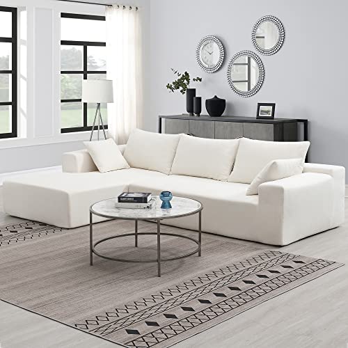 Olodumare 109' Two Section Modular Sectional Sofa, Oversize Convertible Modern L Shaped Corner Couch for Living Room, Chenille Fabric, Off White