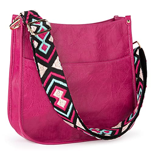 Viva Terry Vegan Leather Crossbody Fashion Shoulder Bag Purse with Adjustable Strap（Rose）