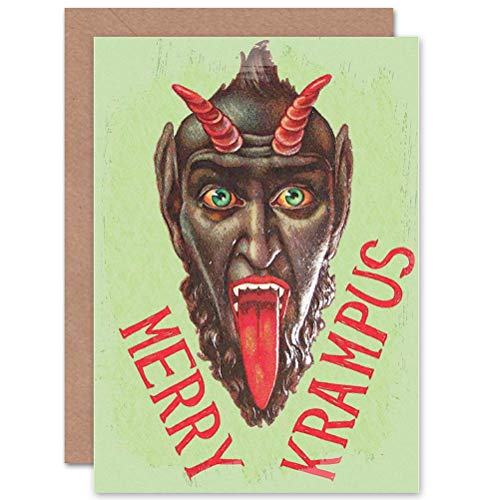 Wee Blue Coo Greeting Merry Krampus Alpine Xmas Santa Devil Funny Sealed Greeting Card Plus Envelope Blank inside