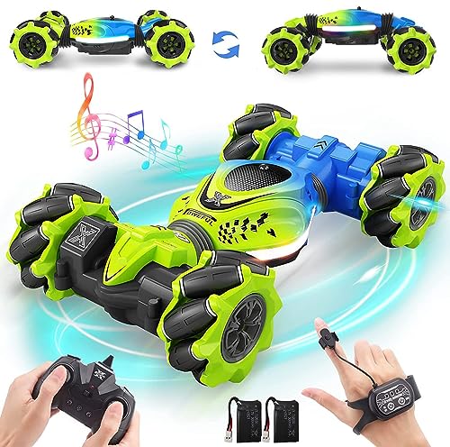 Dysaim Gesture RC Car Hand Controlled Stunt Car for 6-12 yr Boys Girls, 4WD 2.4GHz Remote Control Gesture Sensor Toy Cars Drift Twist Car with Light Music for Ages 8-13 Kids Birthday Xmas Gift